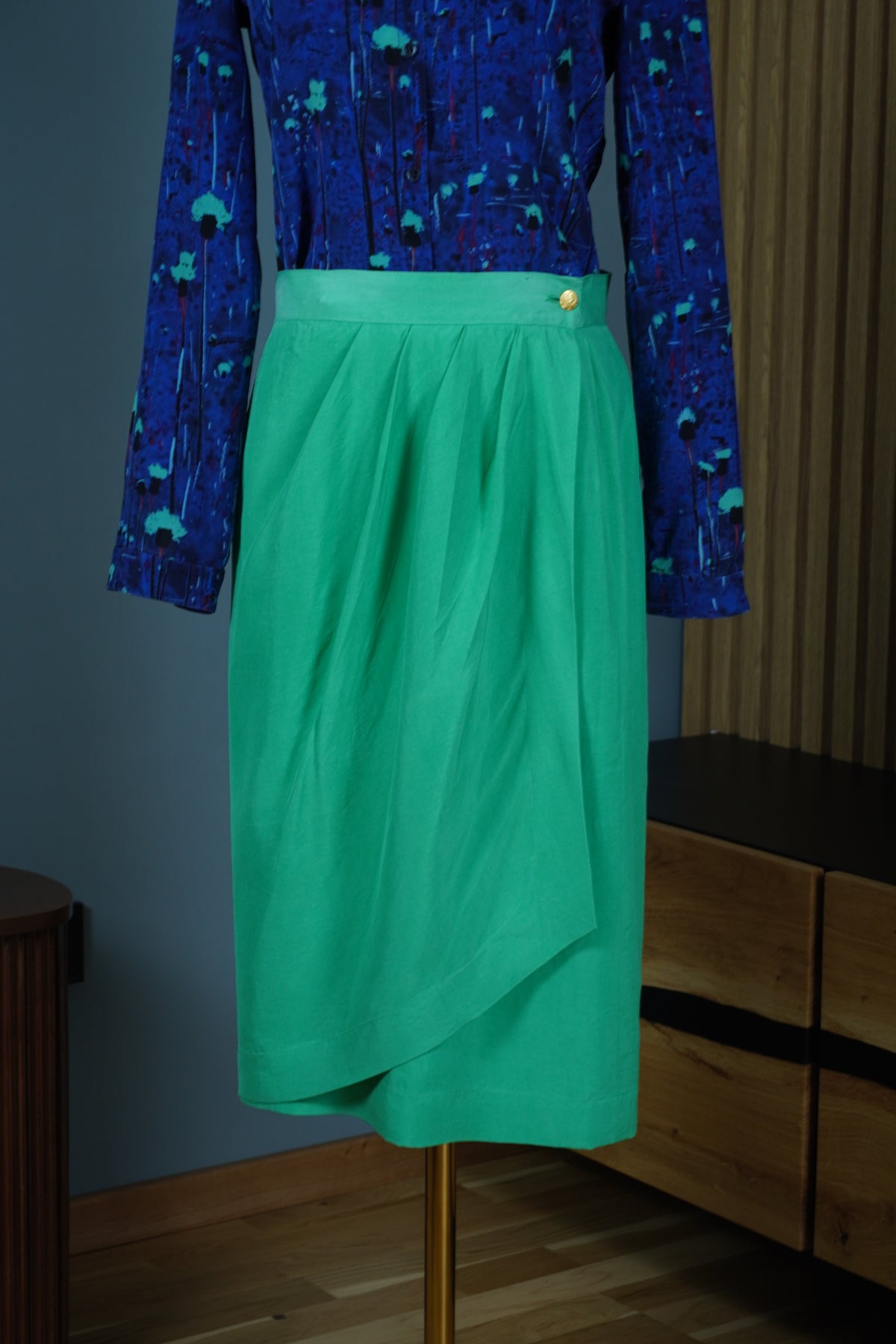 Guy Laroche Boutique Paris – Fustă vintage din 100% mătase Made in France