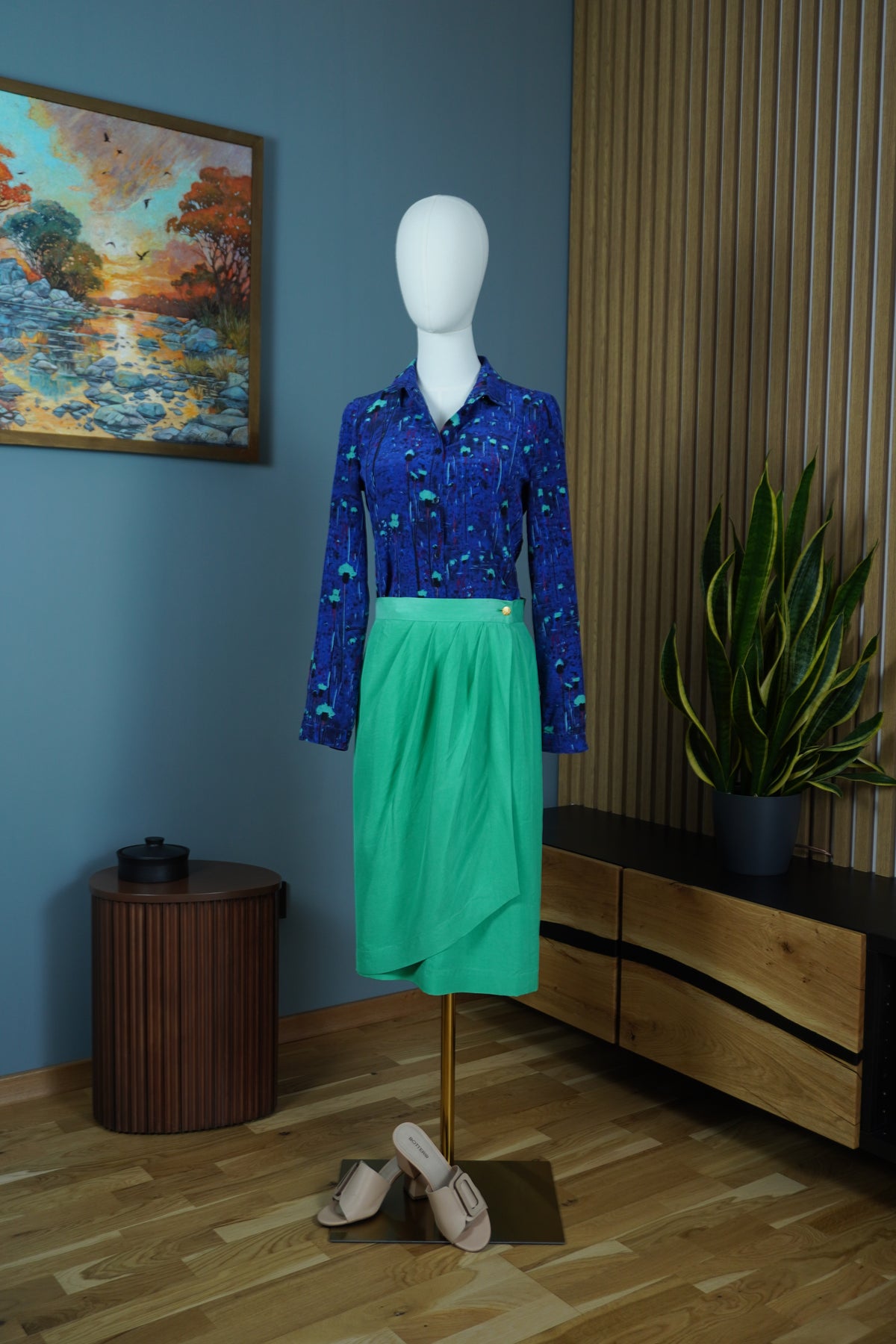 Guy Laroche Boutique Paris – Fustă vintage din 100% mătase Made in France