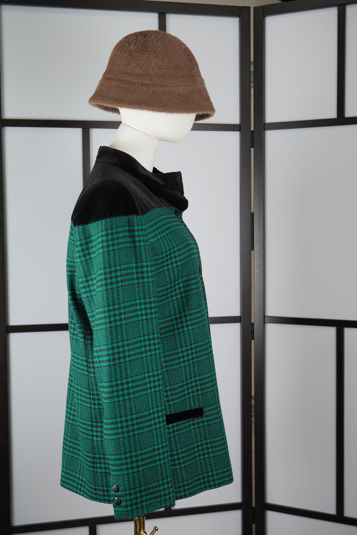 Valentino Miss V Vintage 1980s Lambswool & Velvet Blazer – Pied-de-Poule / Pied-de-Coq