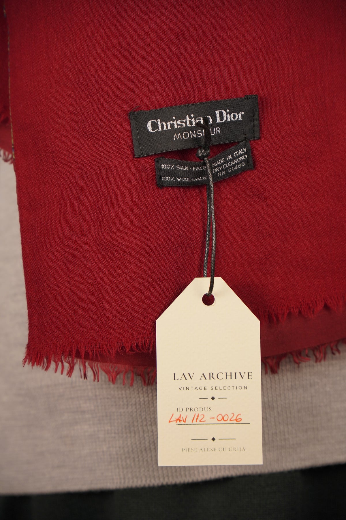 Christian Dior Monsieur — Eșarfă vintage reversibilă din mătase și lână