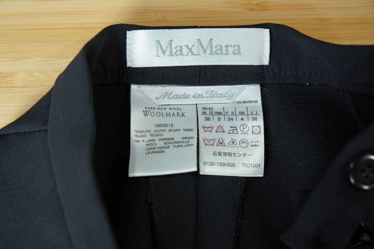 Max Mara – Pantaloni wide-leg din 100% lână virgină