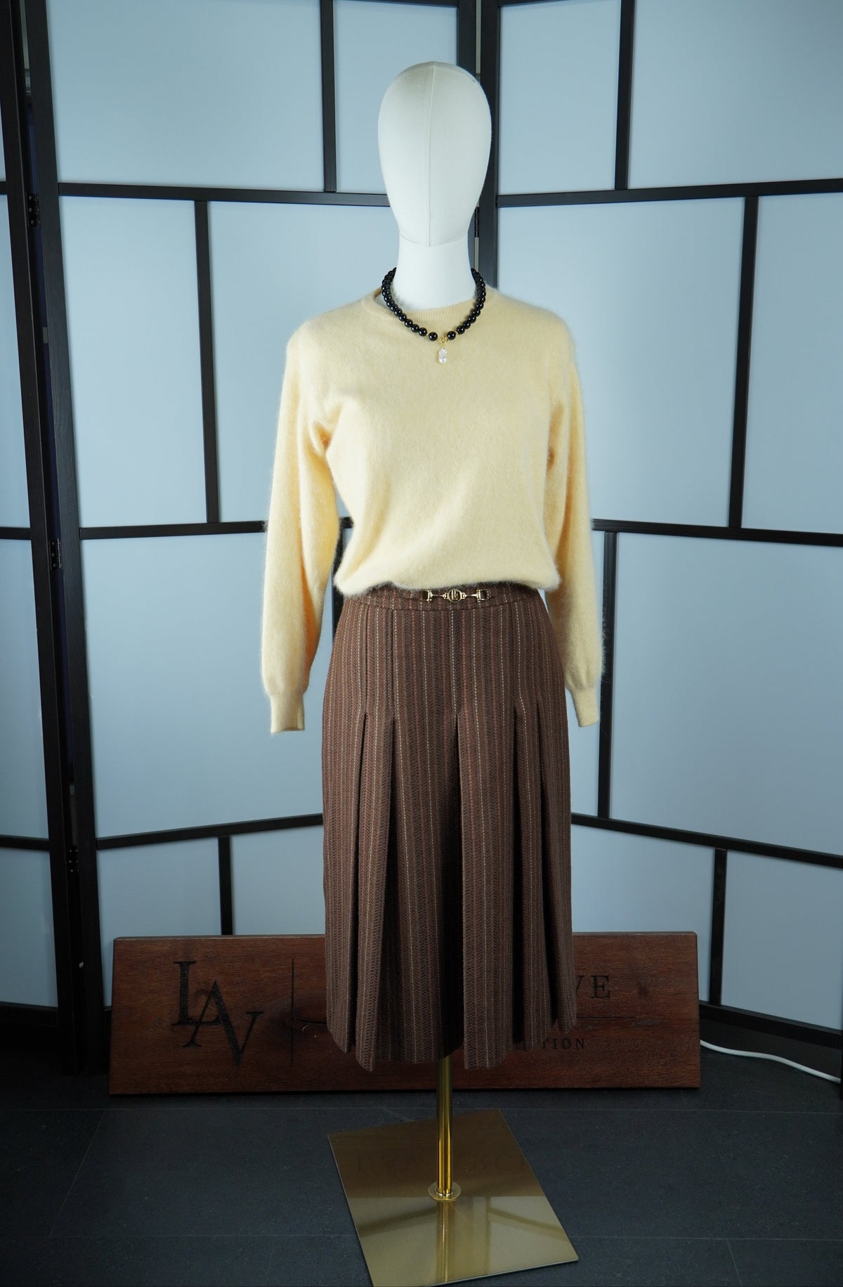 Louis Féraud Vintage – fustă midi din 100% lână virgină