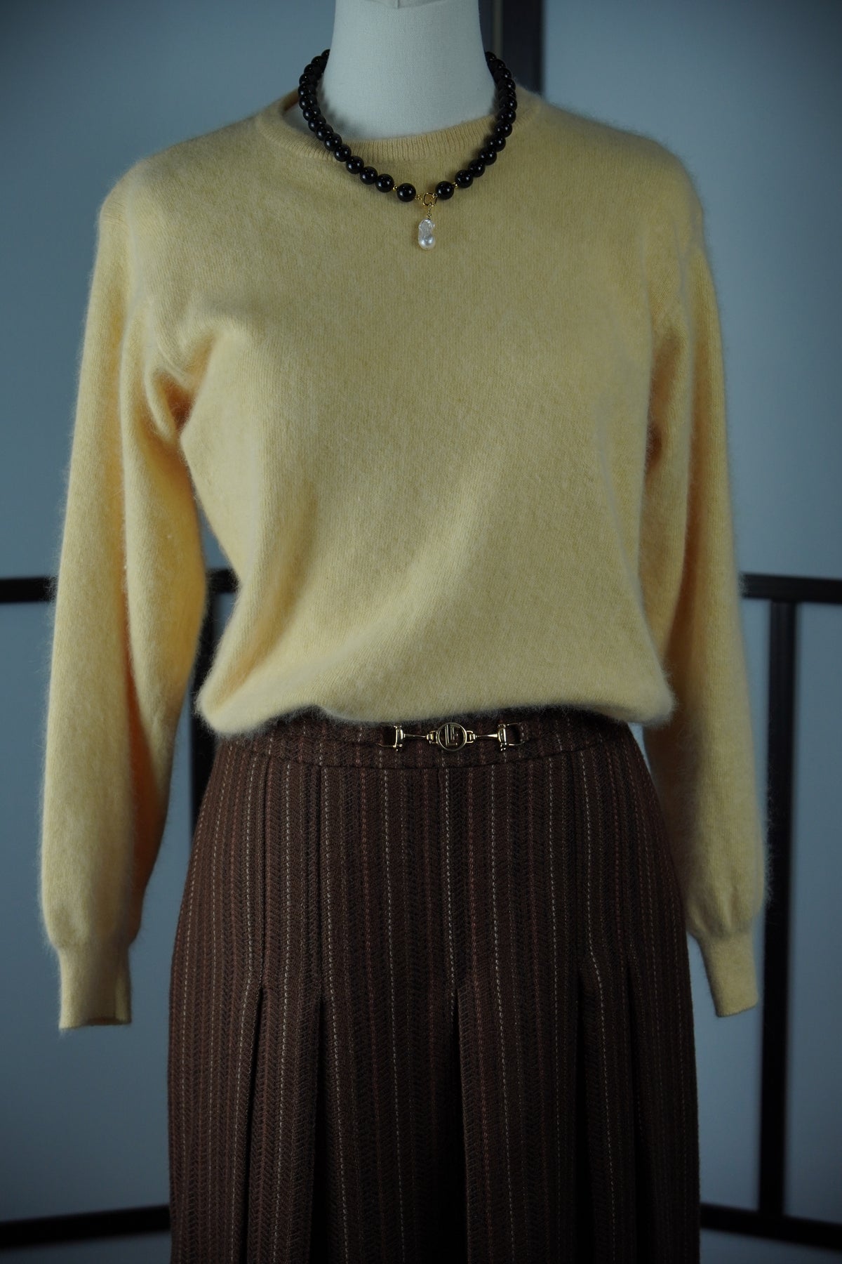 Louis Féraud Vintage – fustă midi din 100% lână virgină