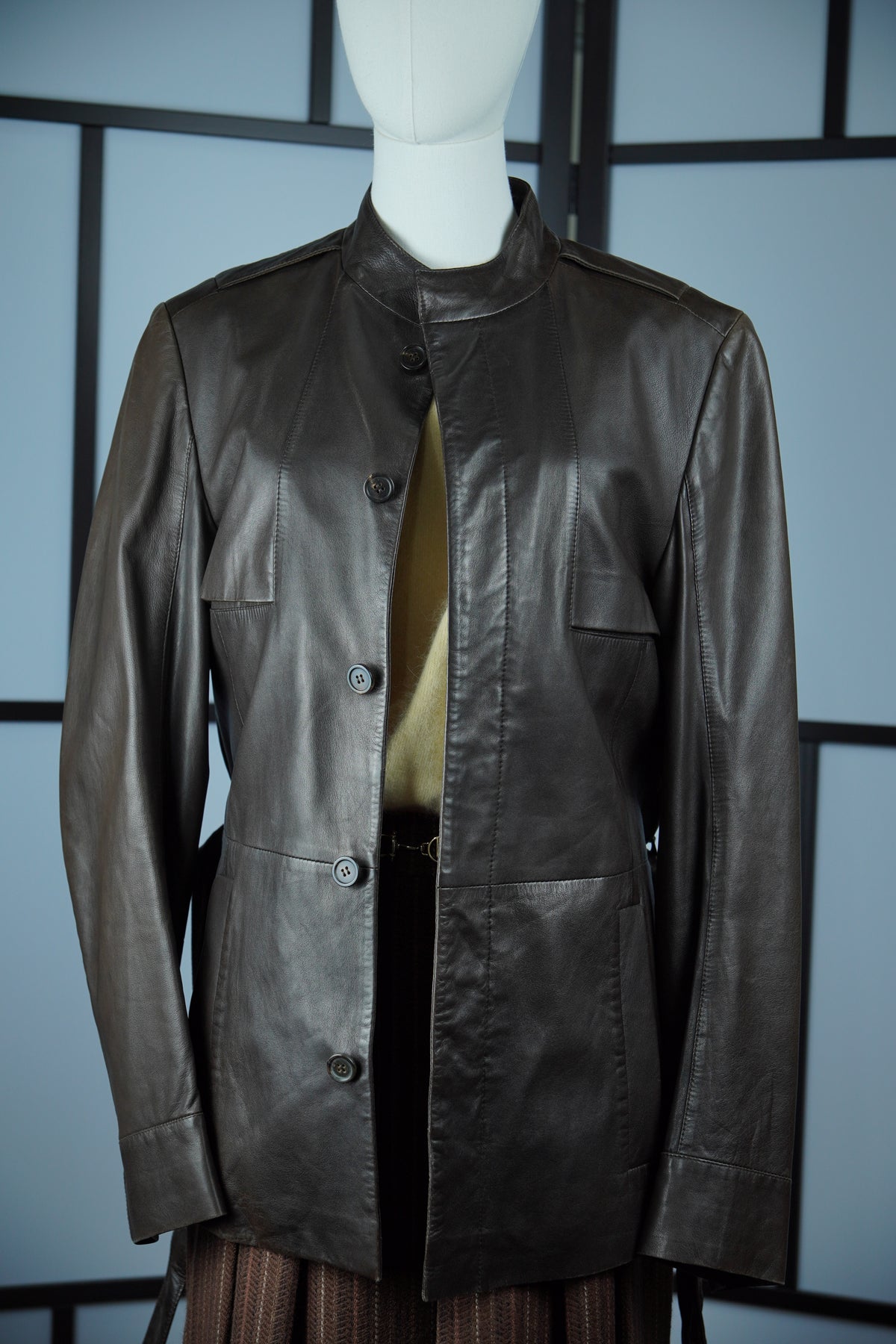 HUGO by Hugo Boss – Jachetă din piele de miel cu cordon