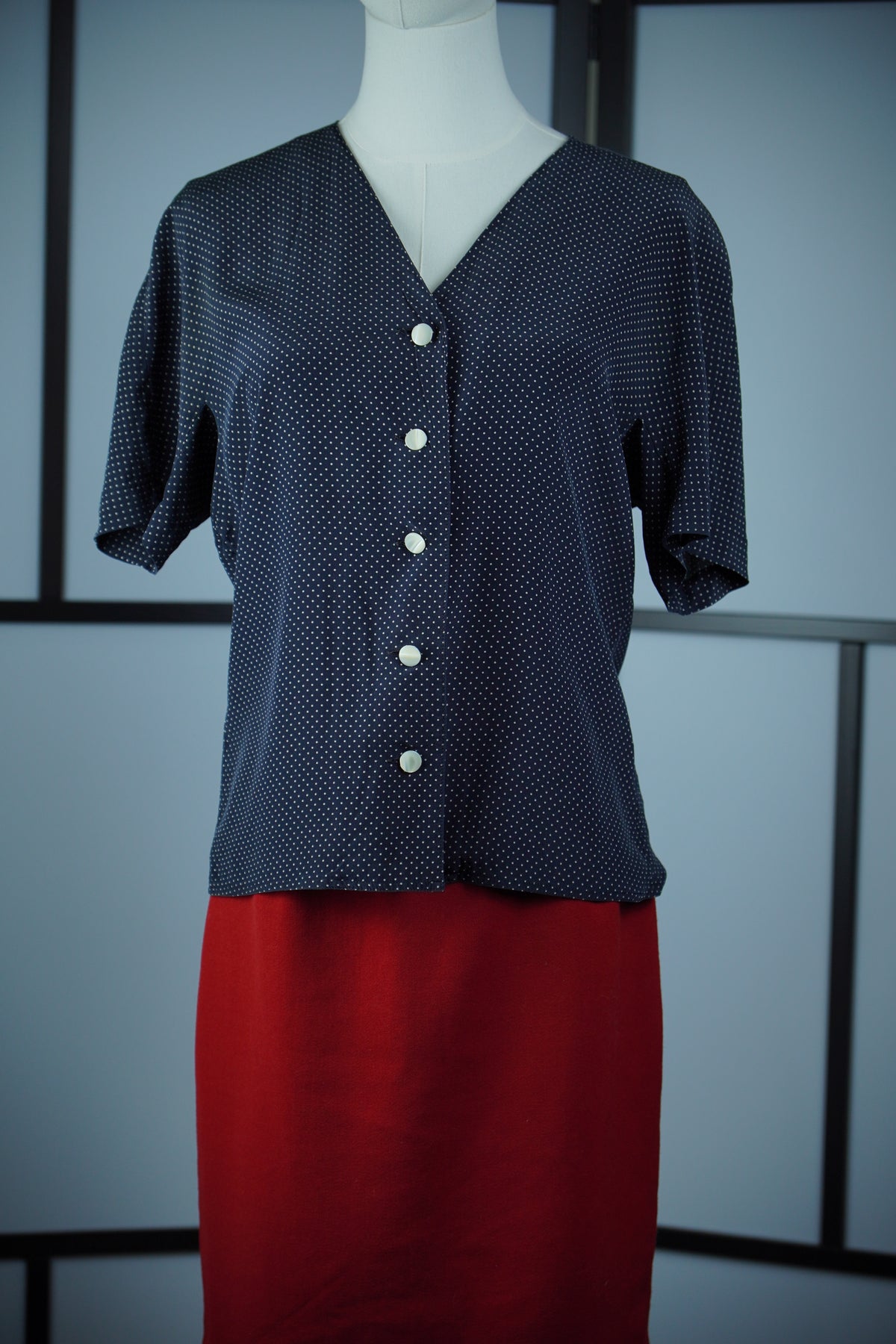 Max Mara Pura Seta – Bluză vintage din 100% mătase cu buline