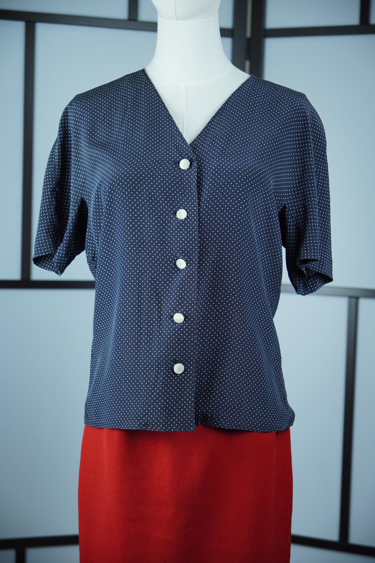 Max Mara Pura Seta – Bluză vintage din 100% mătase cu buline