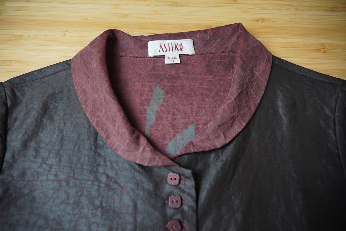 ASILIK – Top vintage din 100% mătase cu motiv floral