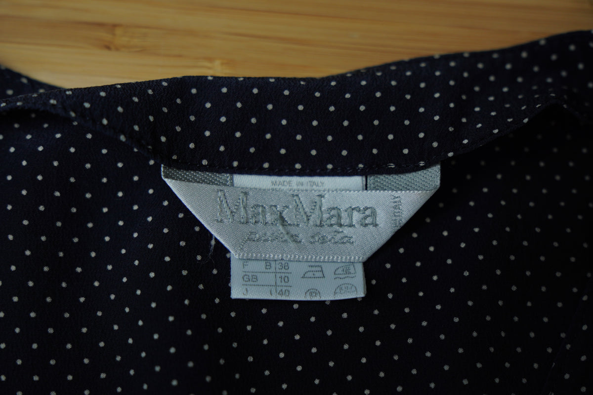 Max Mara Pura Seta – Bluză vintage din 100% mătase cu buline