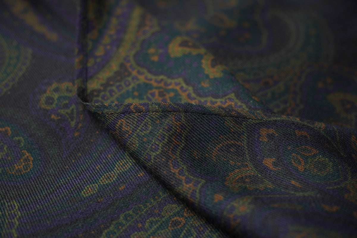 Caractère — fustă vintage wrap din lână și mătase, paisley