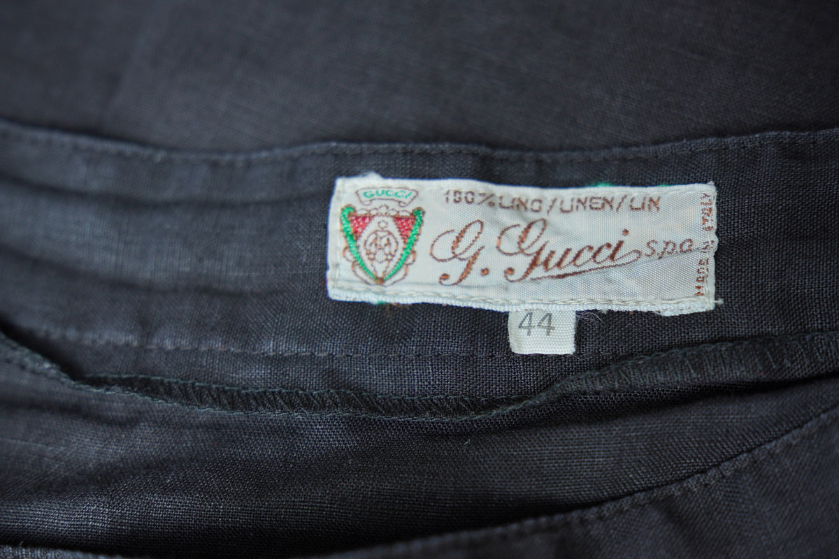 Gucci Vintage 1970s Wrap Midi Skirt — 100% Linen, Made in Italy