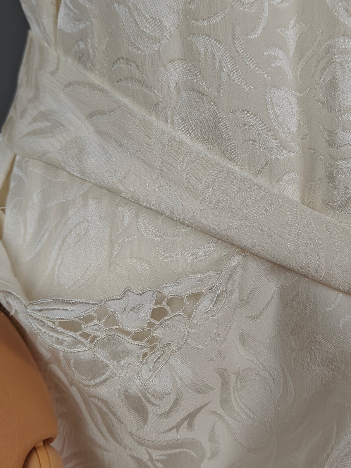 Vintage 1980s IMMAGINI by Lincialor Pure Silk Jacquard Peignoir – Hand Embroidered