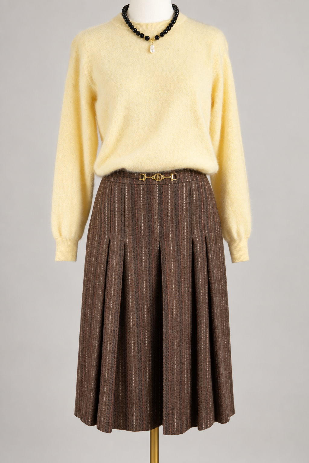 Louis Féraud Vintage – fustă midi din 100% lână virgină