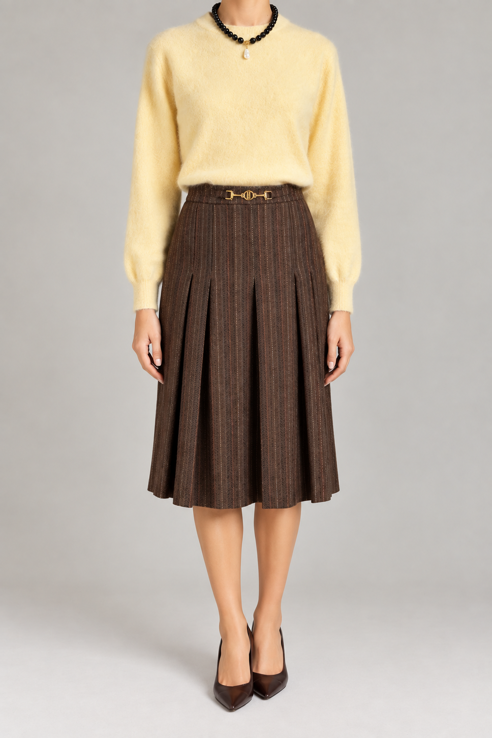 Louis Féraud Vintage – fustă midi din 100% lână virgină