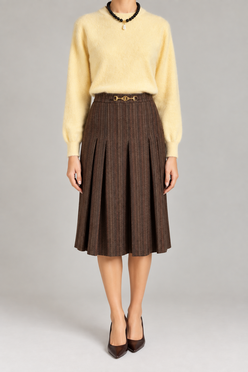 Louis Féraud Vintage – fustă midi din 100% lână virgină