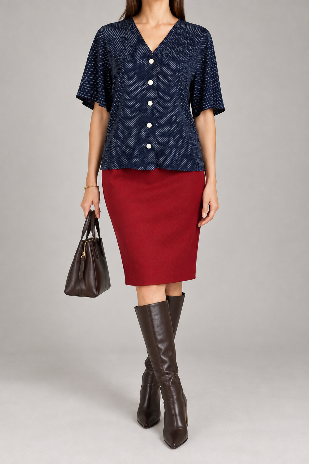 Max Mara Pura Seta – Bluză vintage din 100% mătase cu buline