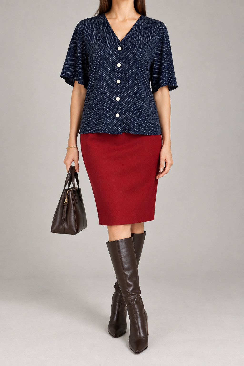 Max Mara Pura Seta – Bluză vintage din 100% mătase cu buline