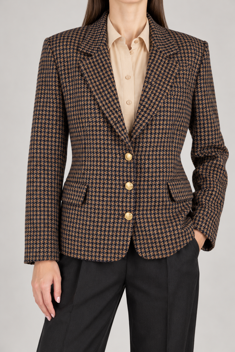 Oliver by Valentino — Vintage Pied-de-Coq Lambswool Blazer