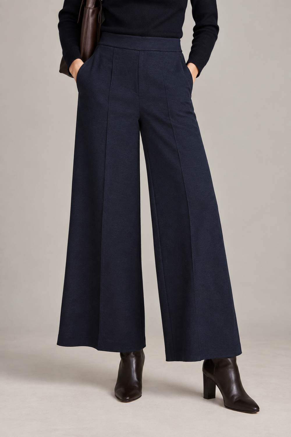 Boss — Pantaloni cropped cu picior larg
